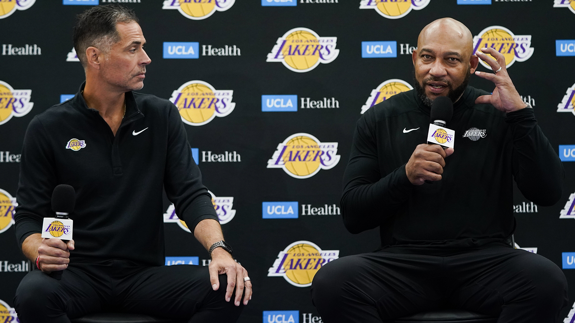 20222023 Lakers Media Day Pelinka & Ham